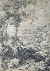 Landschaft mit Elia und dem Engel auf dem Berg Horeb